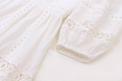 Robe Blanche Manches Lanternes