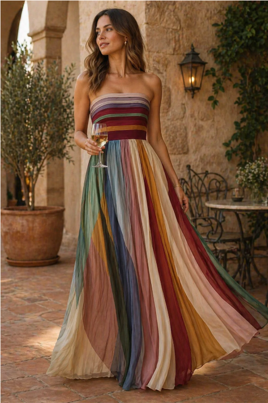 Robe Maxi Rayée Bohème