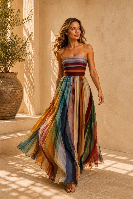 Robe Maxi Rayée Bohème